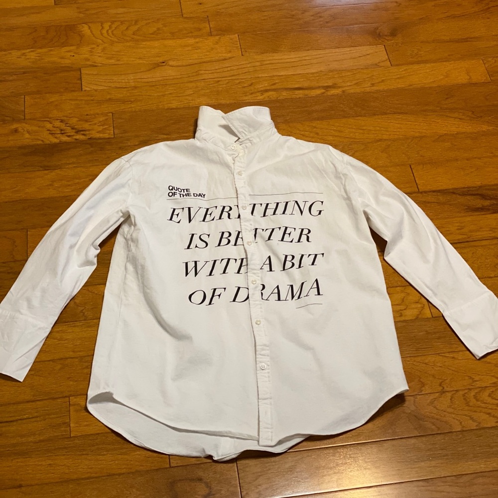 Zara white shirt with printed text